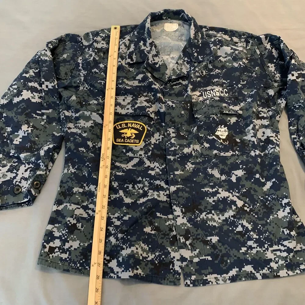 US Naval Sea Cadets NWU‎ Jacket Mens Large Blue Digital Camo USNSCC Navy BDU